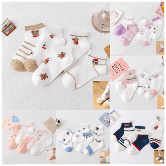 Chaussettes courtes en coton respirant pour enfants