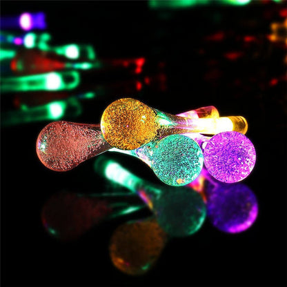 LED Outdoor Water Drops Solar String Lights