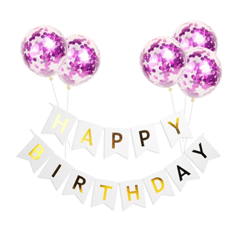 Rose Gold Happy Birthday Banner & Balloons