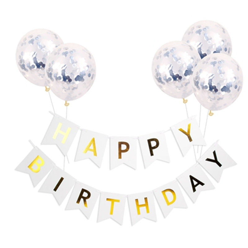 Rose Gold Happy Birthday Banner & Balloons