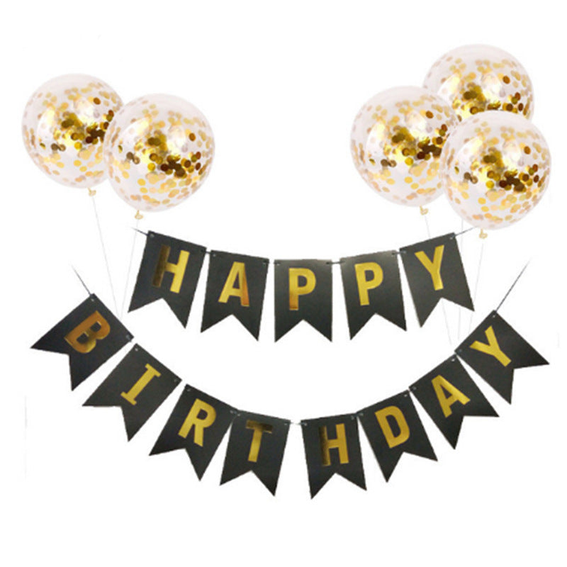 Rose Gold Happy Birthday Banner & Balloons