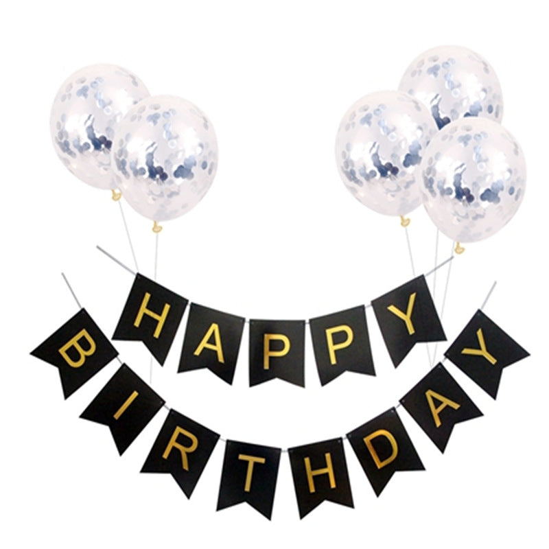 Rose Gold Happy Birthday Banner & Balloons