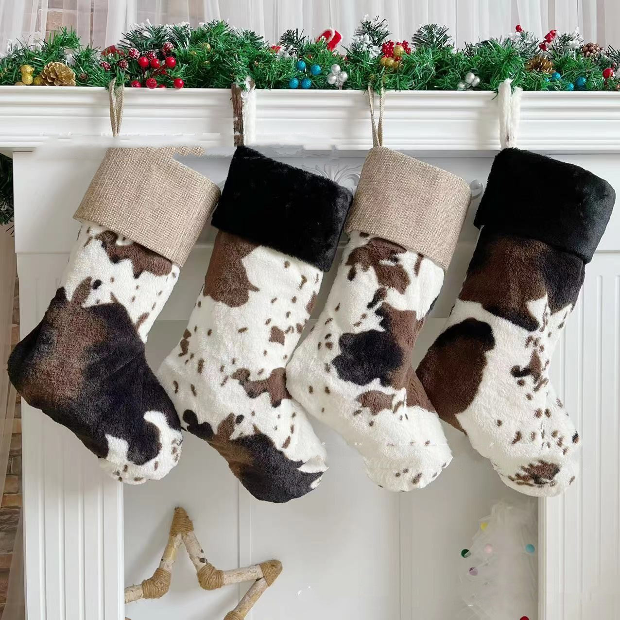 20-inch Plush Christmas Stockings - Cow Pattern