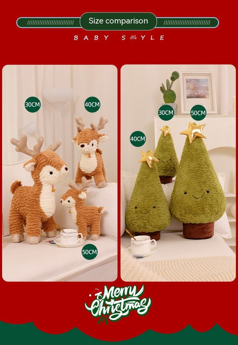 Cute Elk Christmas Tree Pillow