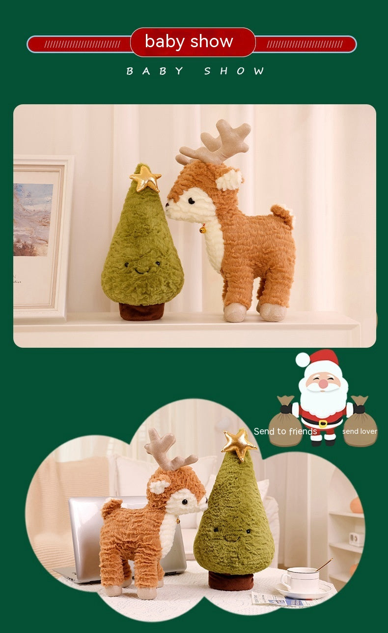 Cute Elk Christmas Tree Pillow