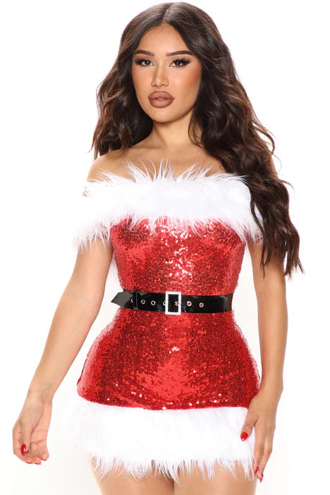 Christmas Red High-waist Costume