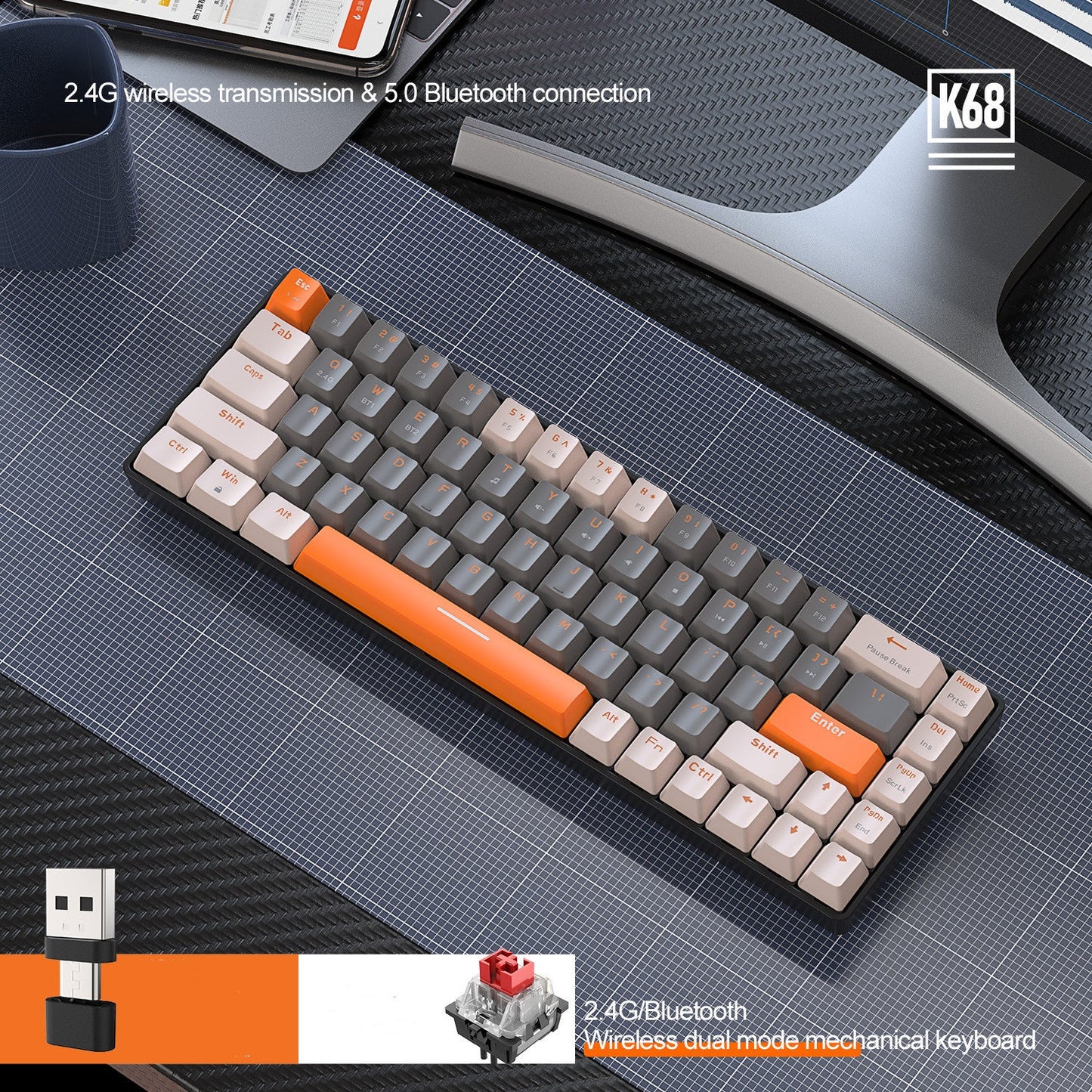 Freewolf K68 Hot Plug Mechanical Keyboard