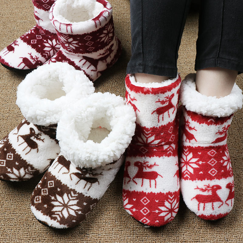 Christmas Elk Plush House Slippers