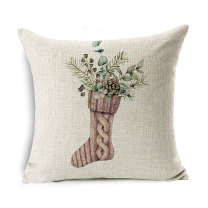 Christmas Linen Wreath Pillowcase