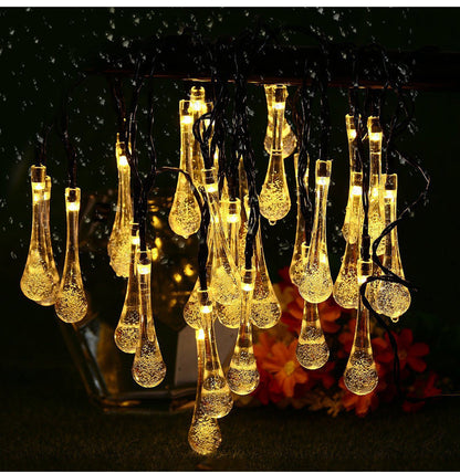 LED Solar Water Drop Holiday Lights