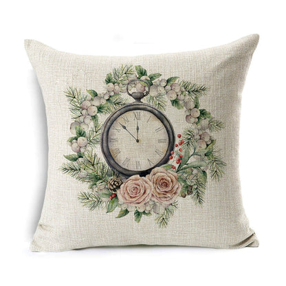 Christmas Linen Wreath Pillowcase