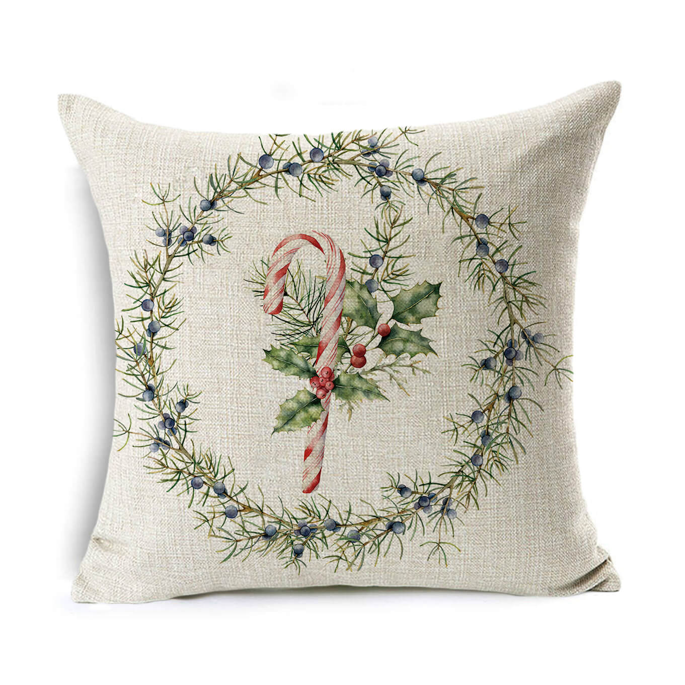 Christmas Linen Wreath Pillowcase