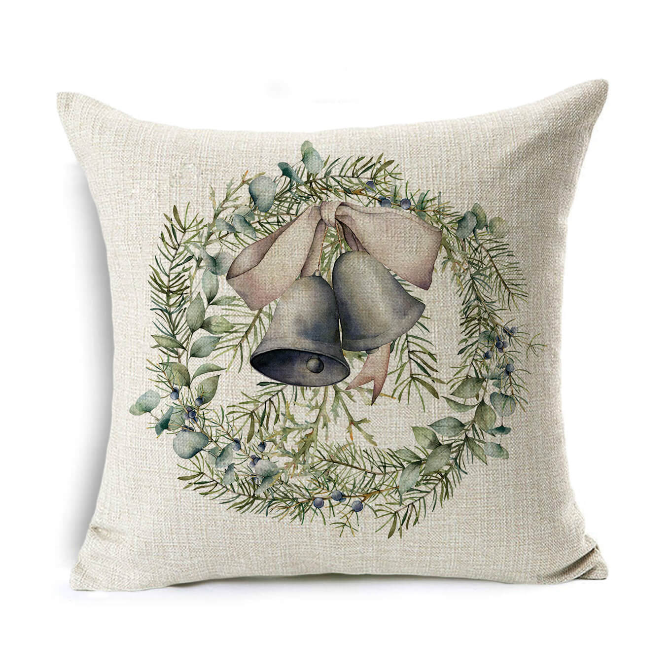 Christmas Linen Wreath Pillowcase