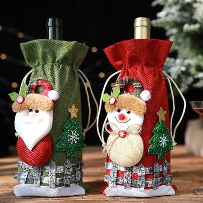 Christmas Wine Bottle Cover Snowman Decor