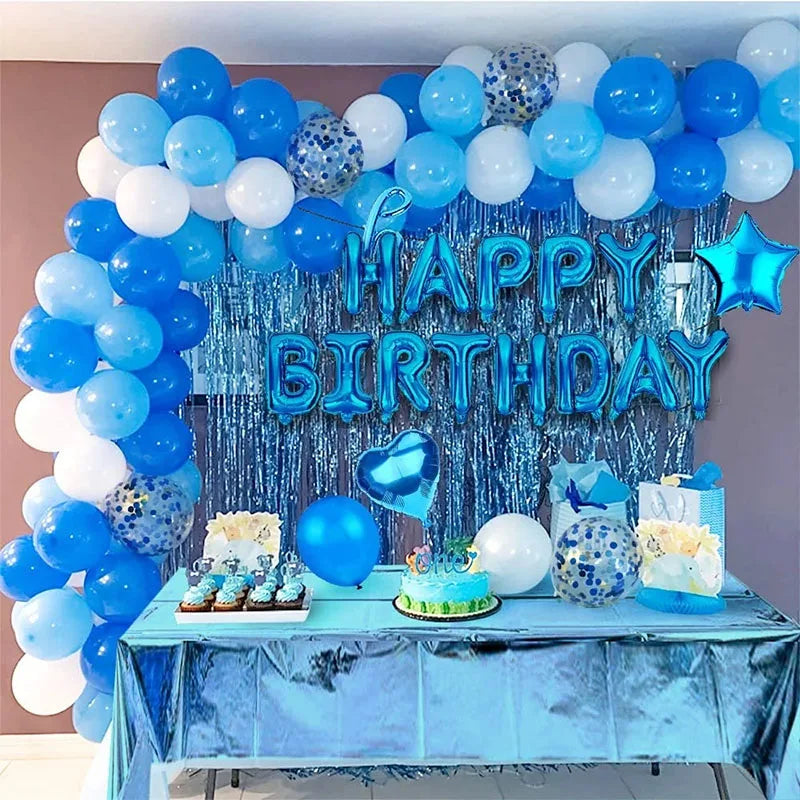 Blue Happy Birthday Party Decorations Set