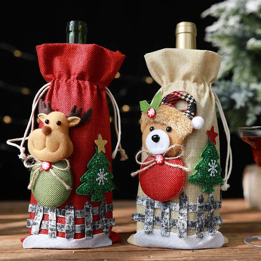 Christmas Wine Bottle Cover Snowman Decor