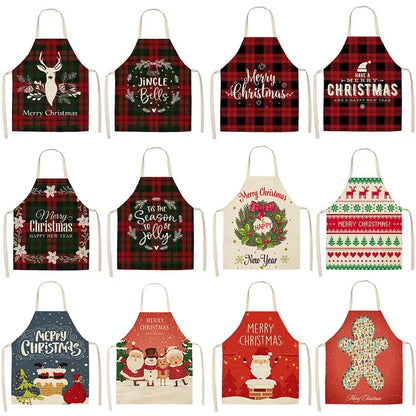 Linen Merry Christmas Apron - Home Kitchen Decoration & Gift