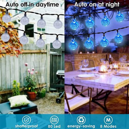 Solar Globe String Lights 60 LED 8 Modes