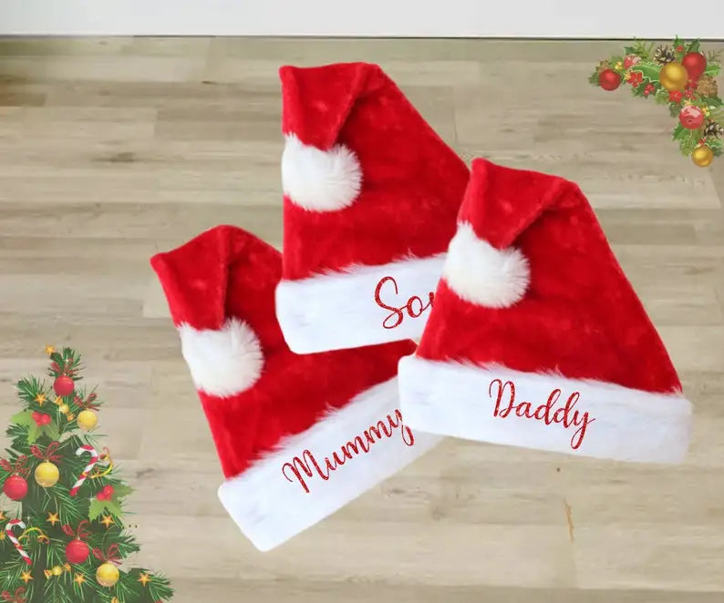 Personalized Family Name Santa Hats