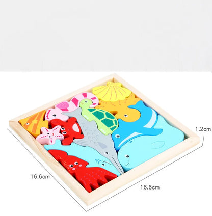 3D Puzzle Wooden Toys - Baby Learning Educational Hand Grasp