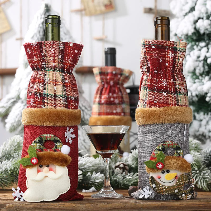 Christmas Wine Bottle Cover Snowman Decor