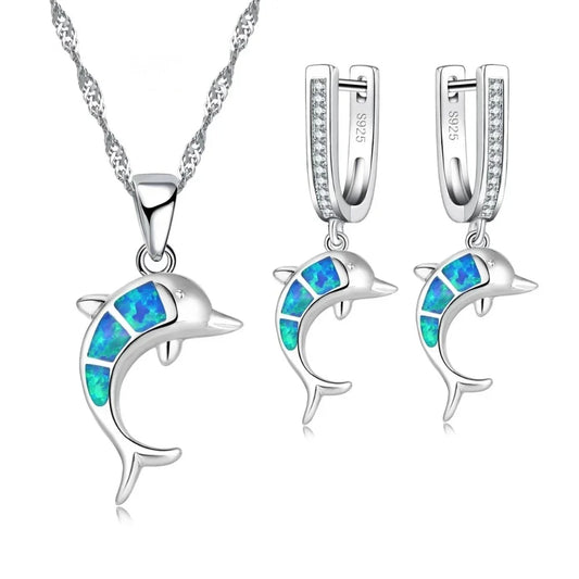 Opal Dolphin Jewelry Set