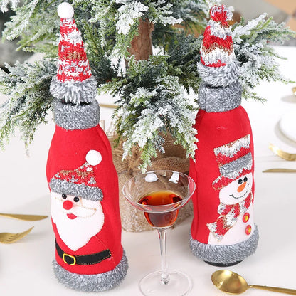 Christmas Wine Bottle Cover Snowman Decor