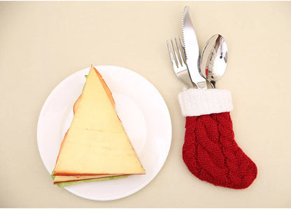 Christmas Knit Socks Cutlery Holders 8pcs