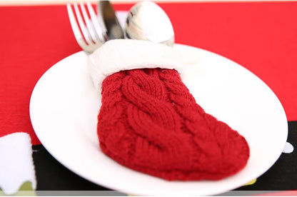 Christmas Knit Socks Cutlery Holders 8pcs