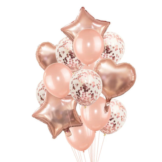 Rose Gold Confetti Balloons & Party Decorations