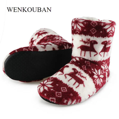 Christmas Elk Cozy Indoor Slippers