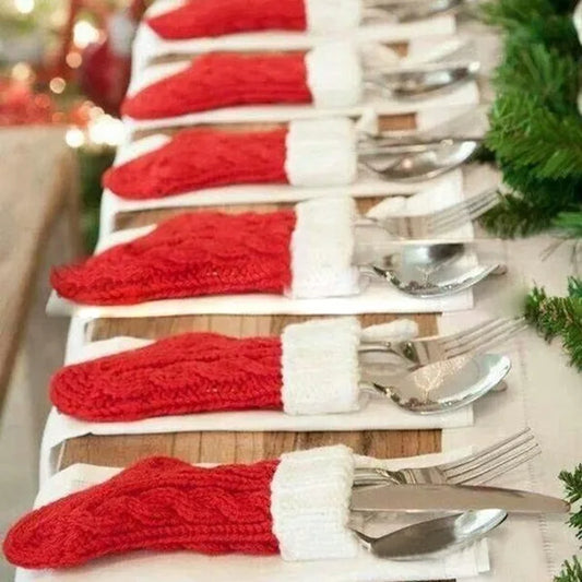 Christmas Knit Socks Cutlery Holders 8pcs