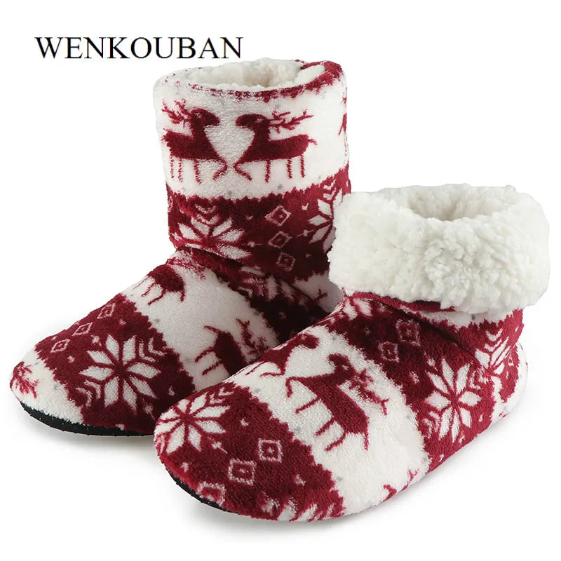 Christmas Elk Cozy Indoor Slippers