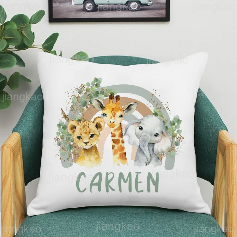 Personalized Rainbow Animal Pillow Case