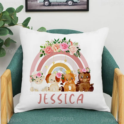 Personalized Rainbow Animal Pillow Case