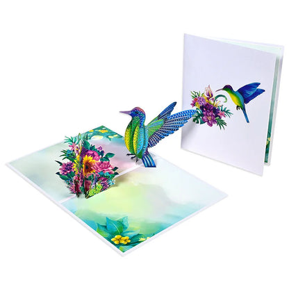 Blue Hummingbird 3D Pop-Up Greeting Card