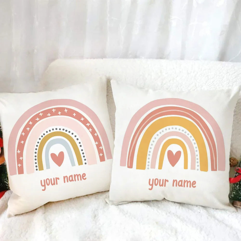 Personalized Rainbow Print Cushion Cover