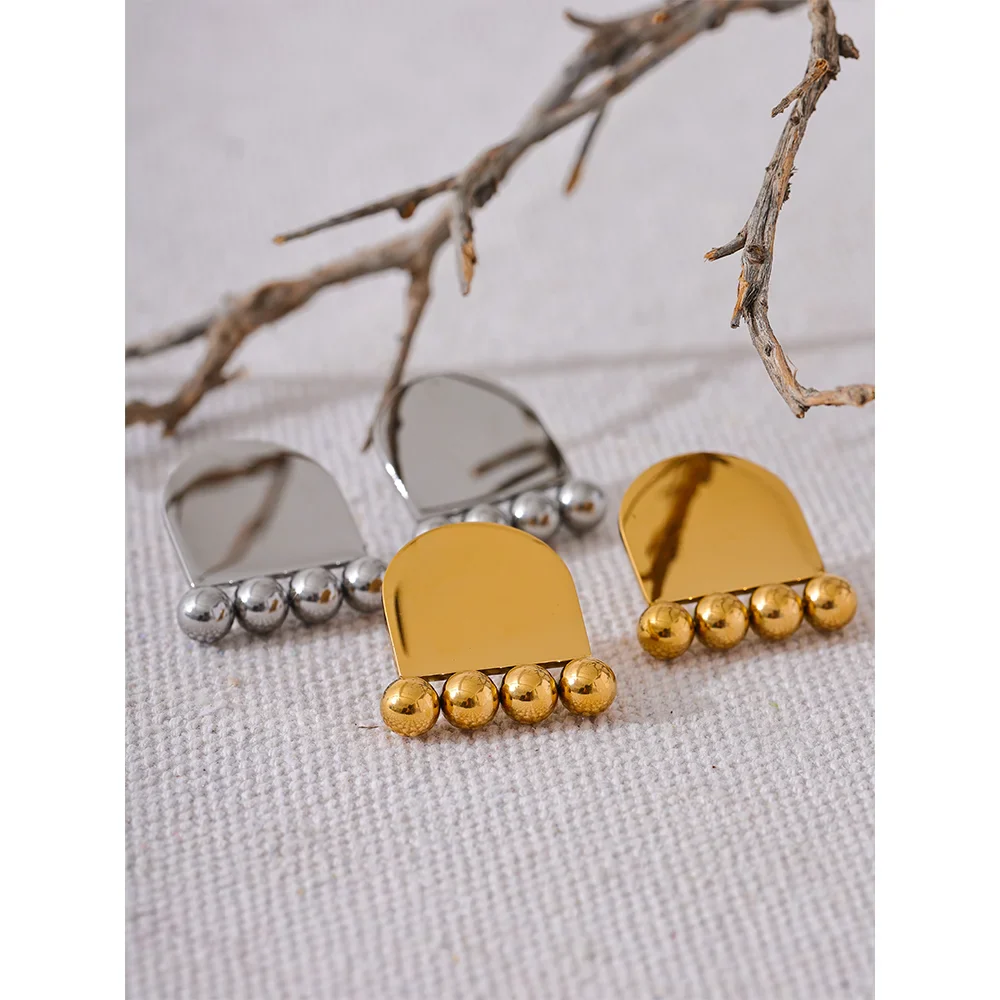 Yhpup Geometric Beads Stud Earrings