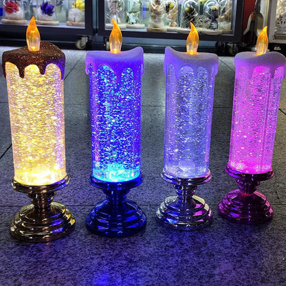 LED Christmas Candles with Glitter Color Change Flameless