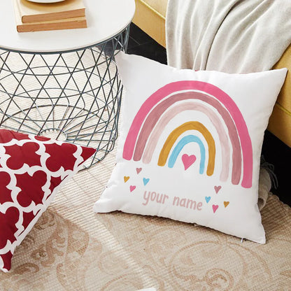 Personalized Rainbow Print Cushion Cover