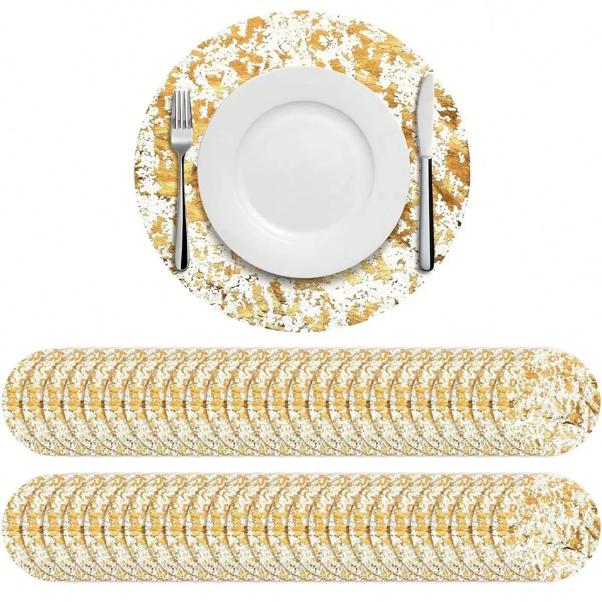 Disposable Gold Placemats Set