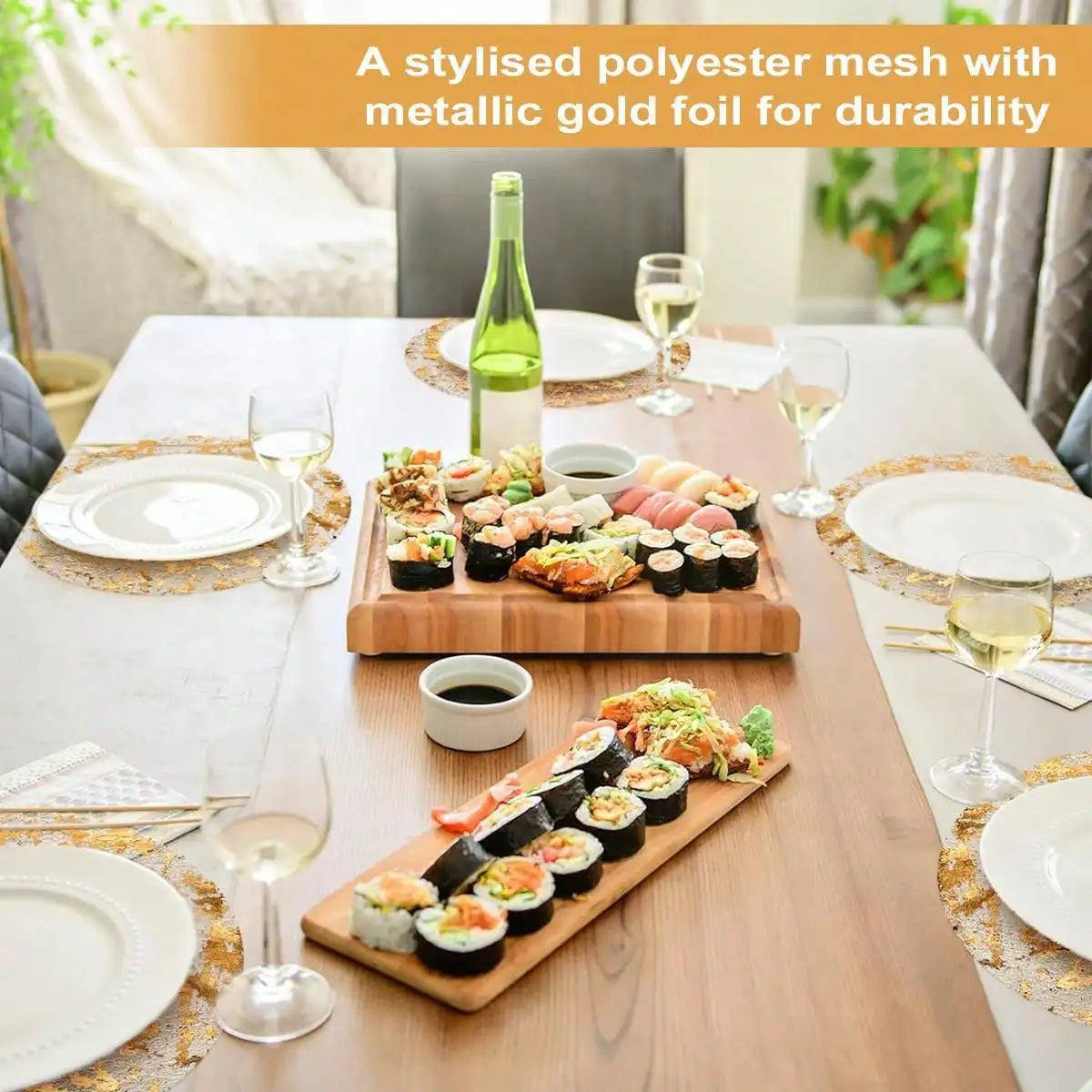 Disposable Gold Placemats Set