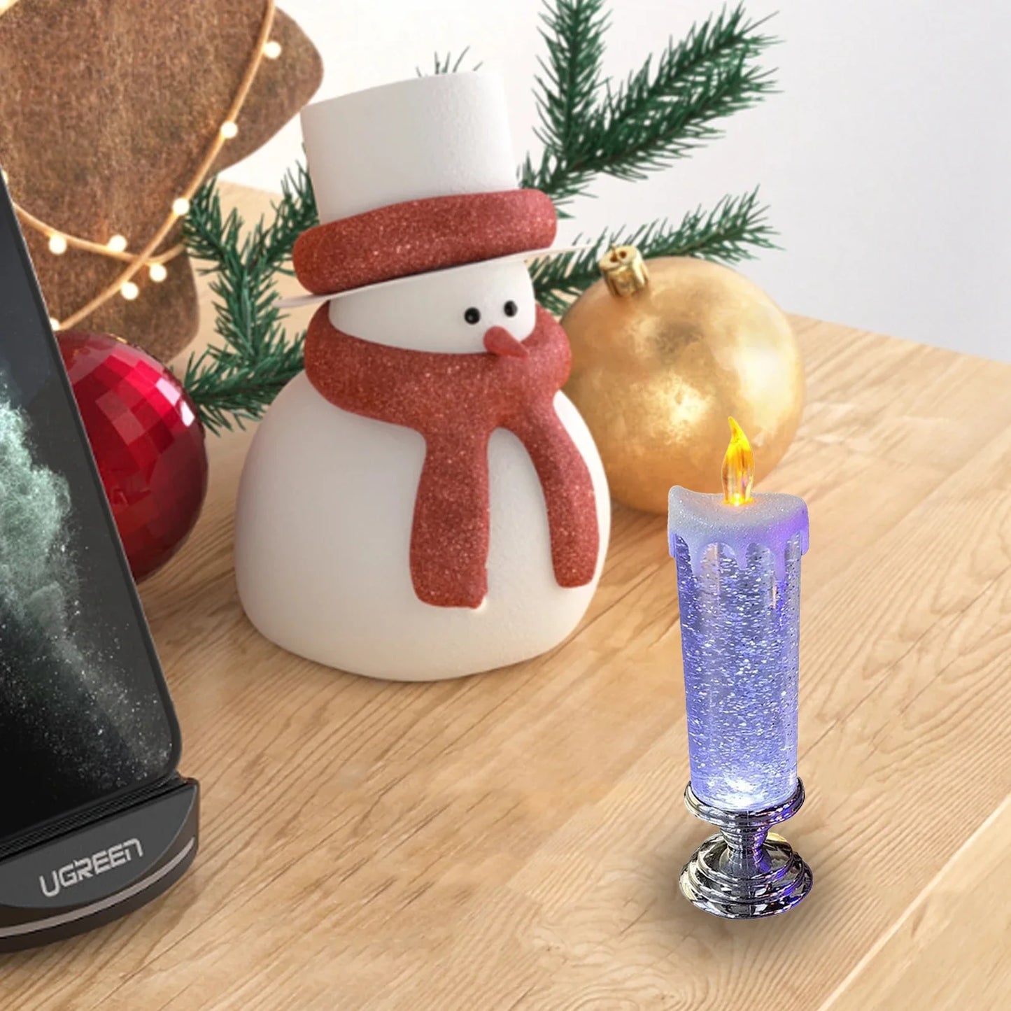 LED Christmas Candles with Glitter Color Change Flameless