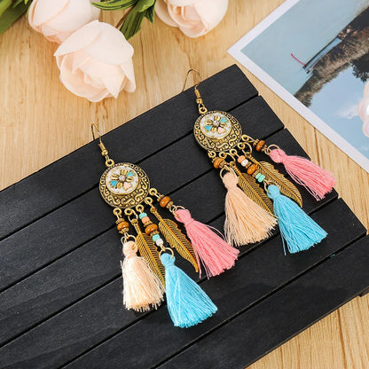 Boho Tassel Flower Summer Earrings