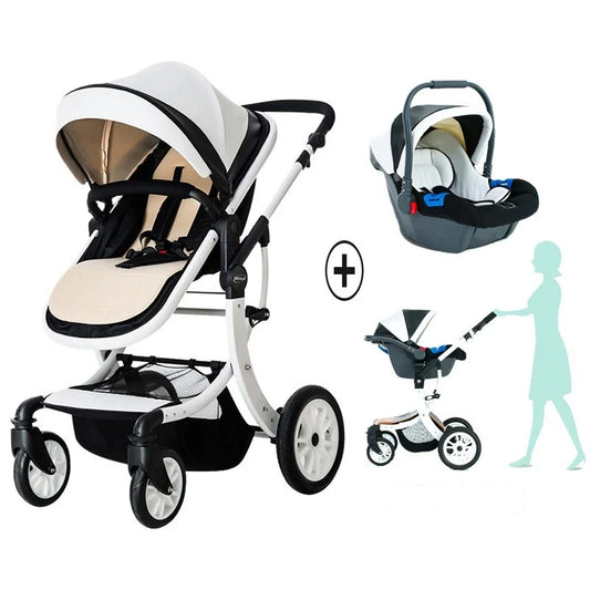 Poussette bébé de luxe 3 en 1 avec siège auto