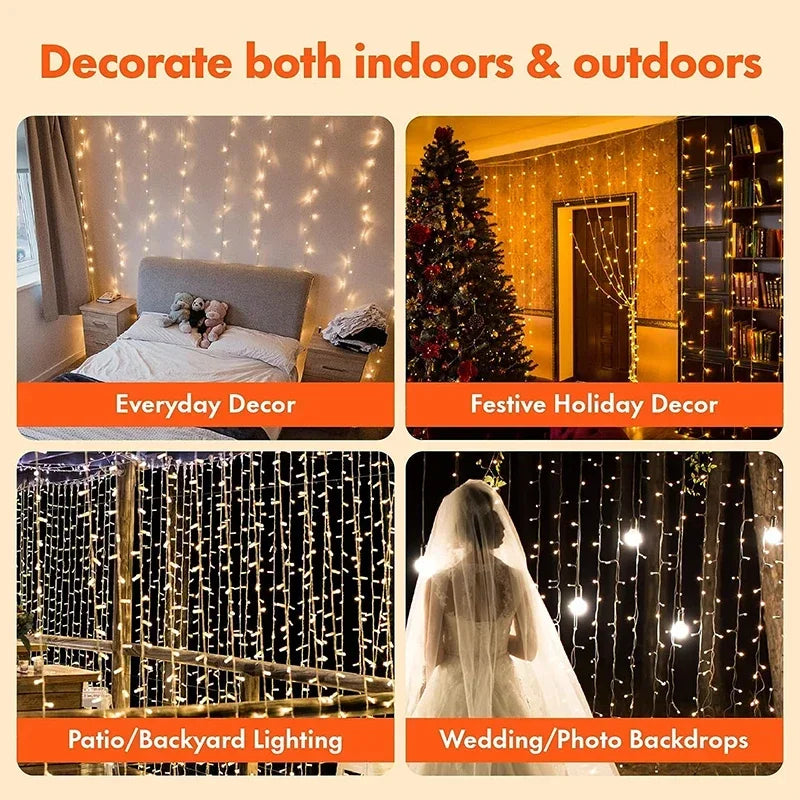 3M LED Curtain String Lights Fairy Decoration