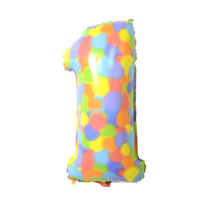 32-Inch Rainbow Dots Foil Number Balloons