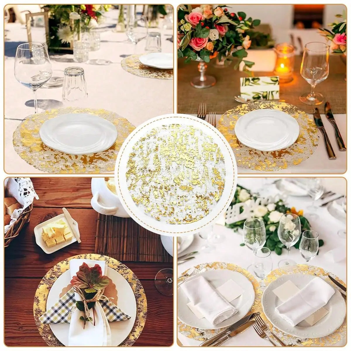 Disposable Gold Placemats Set