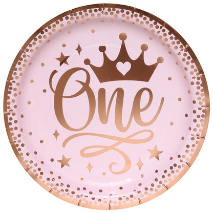 Pink Gold Princess Crown Tableware Set