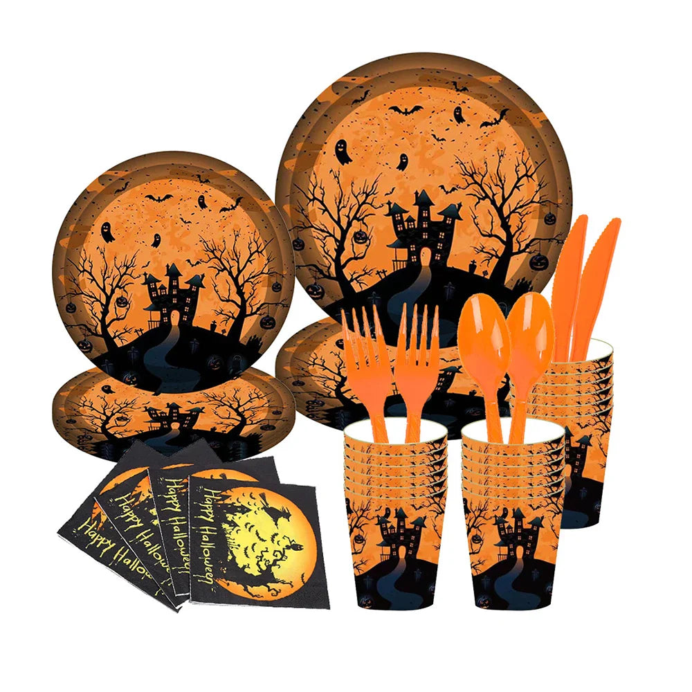 Halloween Cartoon Party Tableware Set